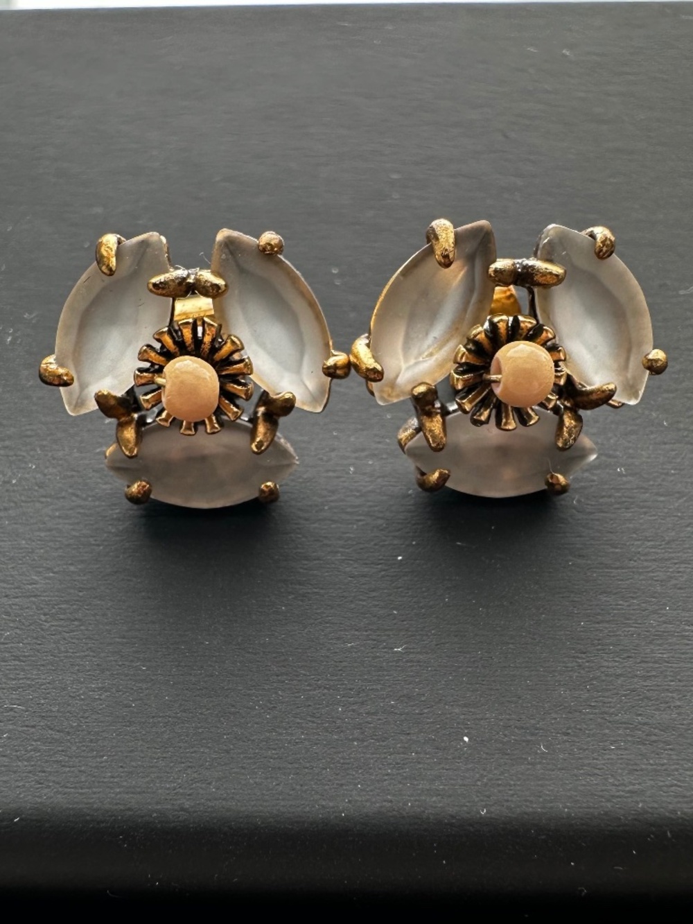 J. Crew antique gold flower earrings